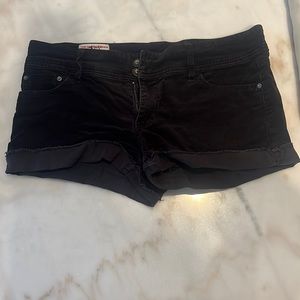 Black velvet shorts